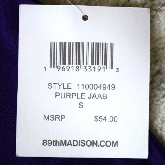 NEW w/TAG 89th & Madison Purple VNeck Stretch Pullover Rhinestones detail Top ,S - Picture 4 of 6